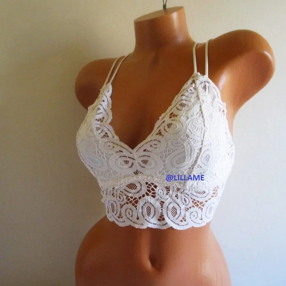 PINK Victoria Secret Lace Lightly Padded Push Up Bralette Bra Wireless Strappy - Picture 7 of 8